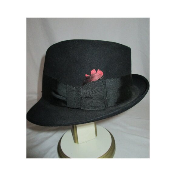 Vintage 50's Men's Black Fur Felt Fedora Hat Carson Pirie Scott The Men's Store - Picture 6 of 8